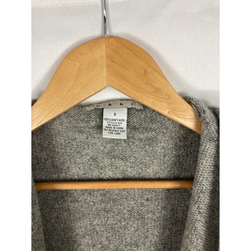 Cabi 100% Lambs Wool Grey Hoodied Cardigan Sweater Size Small - Picture 3 of 4